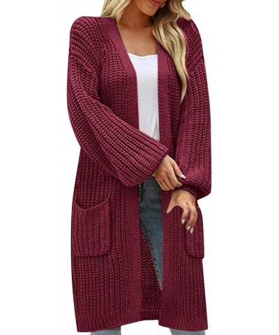 Womens Casual Long Sleeve Open Cardigan Knit Button Long Cardigan Sweaters with s Fall Fashion 2023 13-red $18.00 Sweaters