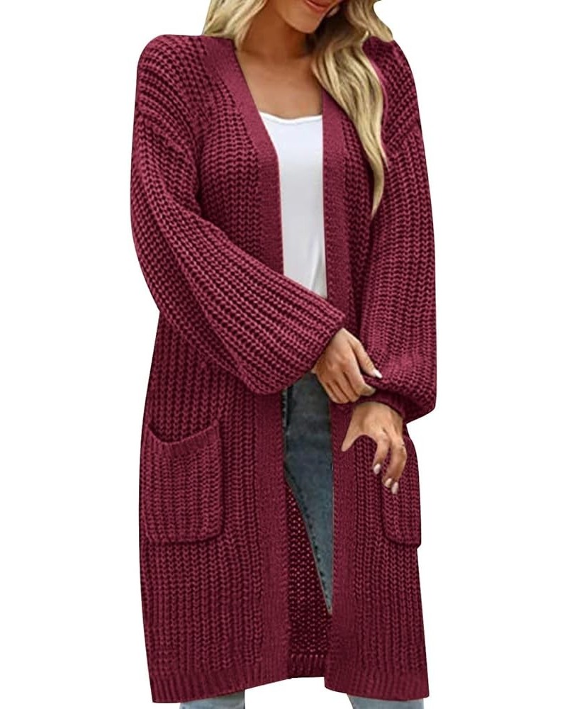 Womens Casual Long Sleeve Open Cardigan Knit Button Long Cardigan Sweaters with s Fall Fashion 2023 13-red $18.00 Sweaters