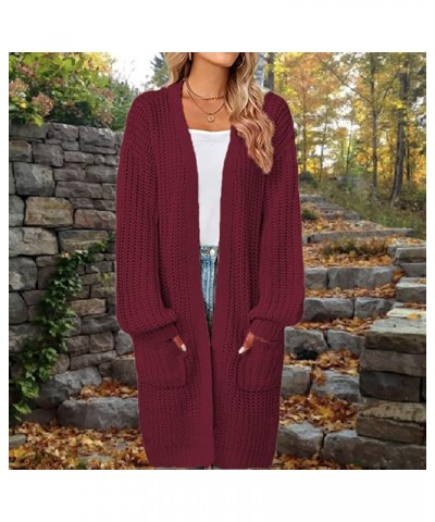 Womens Casual Long Sleeve Open Cardigan Knit Button Long Cardigan Sweaters with s Fall Fashion 2023 13-red $18.00 Sweaters