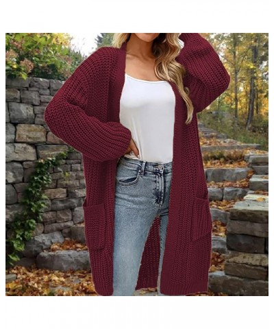 Womens Casual Long Sleeve Open Cardigan Knit Button Long Cardigan Sweaters with s Fall Fashion 2023 13-red $18.00 Sweaters