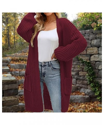 Womens Casual Long Sleeve Open Cardigan Knit Button Long Cardigan Sweaters with s Fall Fashion 2023 13-red $18.00 Sweaters