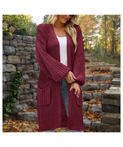 Womens Casual Long Sleeve Open Cardigan Knit Button Long Cardigan Sweaters with s Fall Fashion 2023 13-red $18.00 Sweaters