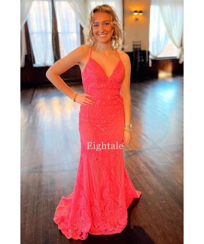 Sequin Prom Dresses Lace Long with Slit V-Neck Sleeveless Formal Evening Party Gown Wine Red $35.69 Dresses