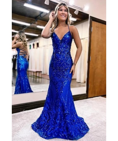 Sequin Prom Dresses Lace Long with Slit V-Neck Sleeveless Formal Evening Party Gown Wine Red $35.69 Dresses