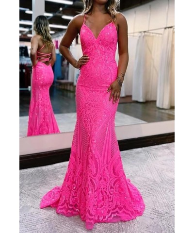 Sequin Prom Dresses Lace Long with Slit V-Neck Sleeveless Formal Evening Party Gown Wine Red $35.69 Dresses