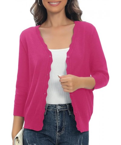 Woman's 3/4 Sleeve Solid V-Neck Shrugs for Dress Lightweight Knit Cardigan Rose $15.53 Sweaters