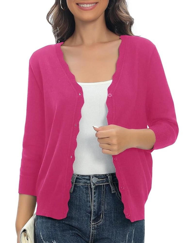 Woman's 3/4 Sleeve Solid V-Neck Shrugs for Dress Lightweight Knit Cardigan Rose $15.53 Sweaters