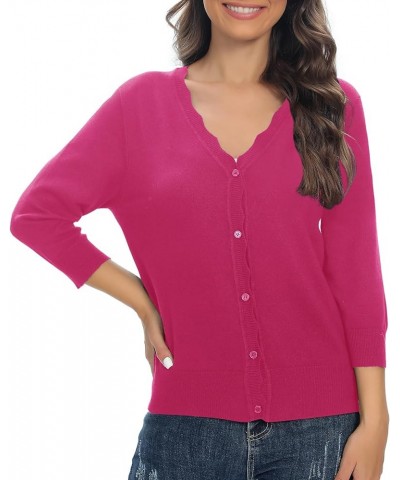 Woman's 3/4 Sleeve Solid V-Neck Shrugs for Dress Lightweight Knit Cardigan Rose $15.53 Sweaters