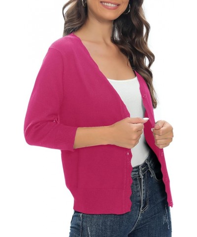 Woman's 3/4 Sleeve Solid V-Neck Shrugs for Dress Lightweight Knit Cardigan Rose $15.53 Sweaters