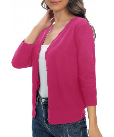 Woman's 3/4 Sleeve Solid V-Neck Shrugs for Dress Lightweight Knit Cardigan Rose $15.53 Sweaters