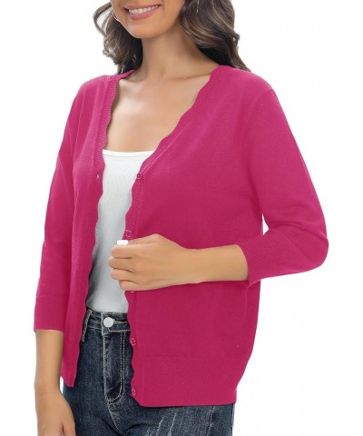 Woman's 3/4 Sleeve Solid V-Neck Shrugs for Dress Lightweight Knit Cardigan Rose $15.53 Sweaters