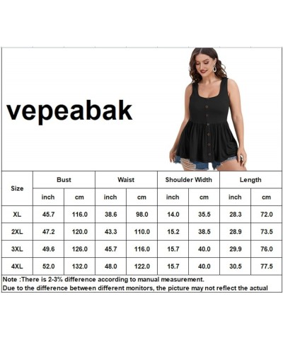 Women Tops Plus Size Summer Sleeveless Tank Tops Blouse Casual Button Ruched Hem Blouses Shirts Black $15.92 Tanks