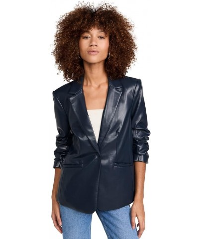 Women's Faux Leather Kylie Jacket Navy $152.61 Coats