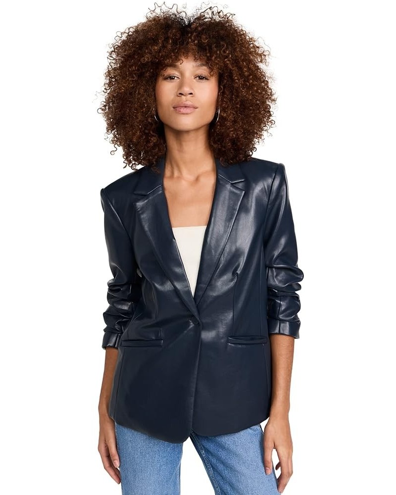 Women's Faux Leather Kylie Jacket Navy $152.61 Coats