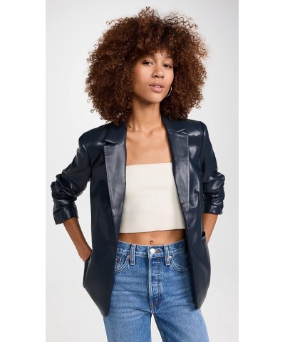 Women's Faux Leather Kylie Jacket Navy $152.61 Coats