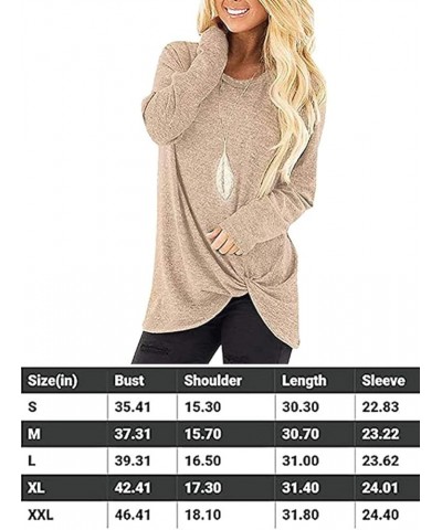 Women's Comfy Casual Long Sleeve Side Twist Knotted Tops Blouse Light-blue $11.07 Tops