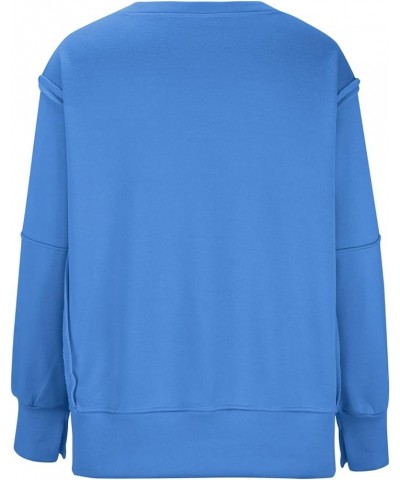 Womens Oversized Crewneck Sweatshirts Loose Fit Solid Color Corded Pullover Tops Fall Fashion Comfort Clothes G16-blue $12.37...