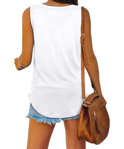 Womens Tank Tops Summer V Neck Lightweight Top Soft Sleeveless Shirts White White $7.50 Tanks