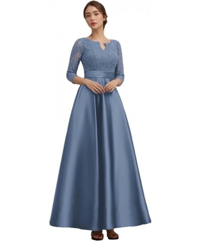 Mother of The Bride Dresses with Sleeves Lace Wedding Guest Dresses for Women Satin Formal Evening Gowns V Neck 076 Stomy $34...