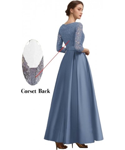 Mother of The Bride Dresses with Sleeves Lace Wedding Guest Dresses for Women Satin Formal Evening Gowns V Neck 076 Stomy $34...