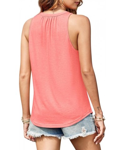 Womens Tank Tops 2024 Trendy Summer Sleeveless High Neck Top Flowy Casual Loose Cami Shirts Blouses S-2XL Pink $10.00 Tanks