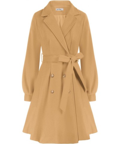 Women's Trench Coat Notch Lapel Double Breasted Thick A Line Pea Coats Jacket with Pockets(S-2XL) Khaki(belted) $48.88 Coats