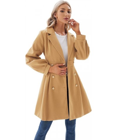 Women's Trench Coat Notch Lapel Double Breasted Thick A Line Pea Coats Jacket with Pockets(S-2XL) Khaki(belted) $48.88 Coats