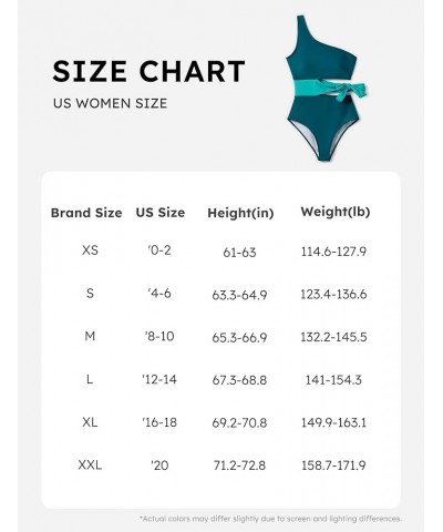 Family Matching Swimsuits Mommy and Me One Shoulder Cutout Colorblock Bathing Suits One Piece Swimwear Sets Women Deepturquoi...