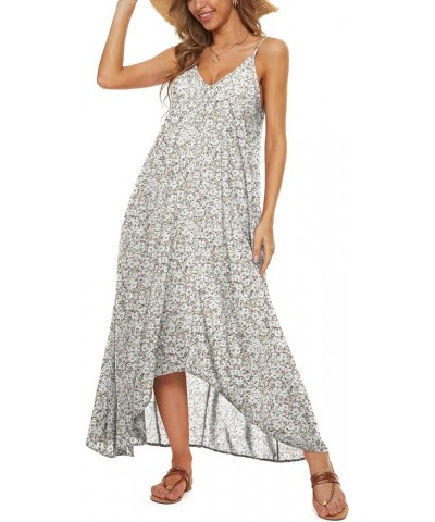 Women V-Neck Polka Dot Print Spaghetti Strap Boho Long Maxi Dresses 04flower Green $9.84 Dresses