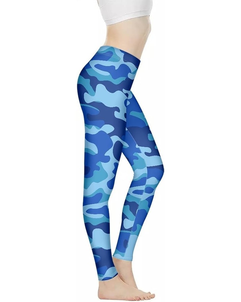 Sunflower Workout Legging Pants Full Length, Leopard Women Tummy Control Yoga Pants, Long Leggings for Sport Running Blue Cam...