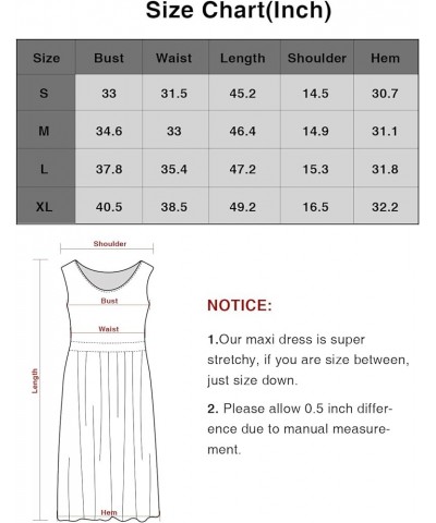 Casual Sleeveless Tank Maxi Dress for Women Scoop Neck Empire Waist with Pockets S-XL Black $10.75 Dresses