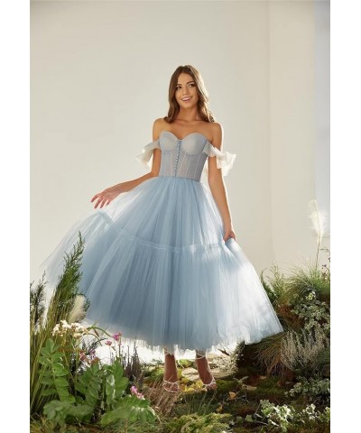 Off Shoulder Tulle Prom Dresses for Women Tea Length A Line Corset Sweetheart Teens Formal Evening Party Gowns Orange $27.95 ...