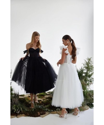 Off Shoulder Tulle Prom Dresses for Women Tea Length A Line Corset Sweetheart Teens Formal Evening Party Gowns Orange $27.95 ...