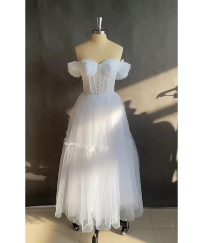 Off Shoulder Tulle Prom Dresses for Women Tea Length A Line Corset Sweetheart Teens Formal Evening Party Gowns Orange $27.95 ...