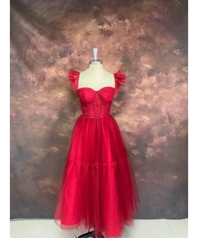 Off Shoulder Tulle Prom Dresses for Women Tea Length A Line Corset Sweetheart Teens Formal Evening Party Gowns Orange $27.95 ...