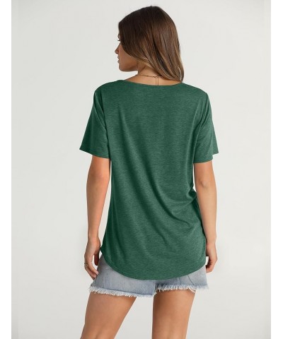 Women's Summer Tops 2024 Trendy Short Sleeve Shirts Smocked Crewneck Tee Green $10.81 T-Shirts