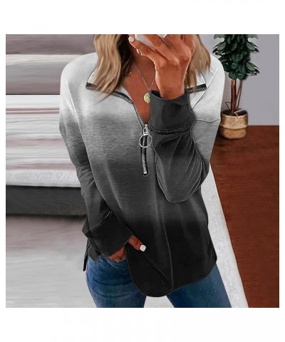 1/4 Zip Pullover Women Printed Trendy Athletic Shirt Blouse Loose Fit Sweatshirts Casual Long Sleeve Tops Pullover 1-dark Gra...