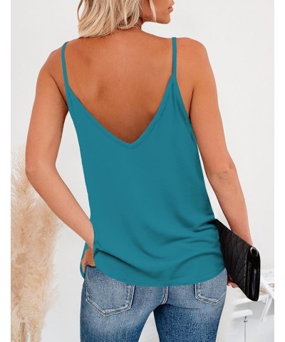 Womens V Neck Camisole Tank Top Strap Sleeveless T Shirt Casual Loose Vest Blouse - S-XXL A-green $11.04 Tanks