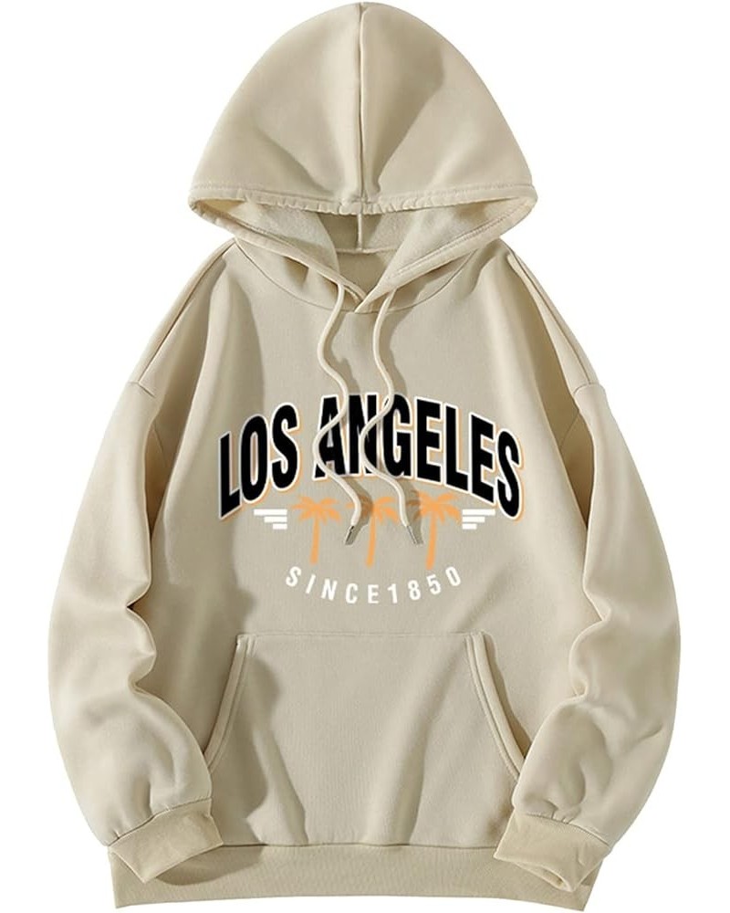 Los Angeles Sweatshirt Hoodies for Women Crewneck Hooded Sweatshirt Pullover Graphic Tops Y2K Trendy Long C-khaki $11.50 Hood...