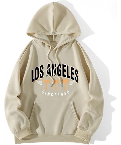 Los Angeles Sweatshirt Hoodies for Women Crewneck Hooded Sweatshirt Pullover Graphic Tops Y2K Trendy Long C-khaki $11.50 Hood...