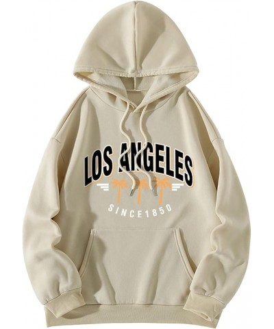 Los Angeles Sweatshirt Hoodies for Women Crewneck Hooded Sweatshirt Pullover Graphic Tops Y2K Trendy Long C-khaki $11.50 Hood...