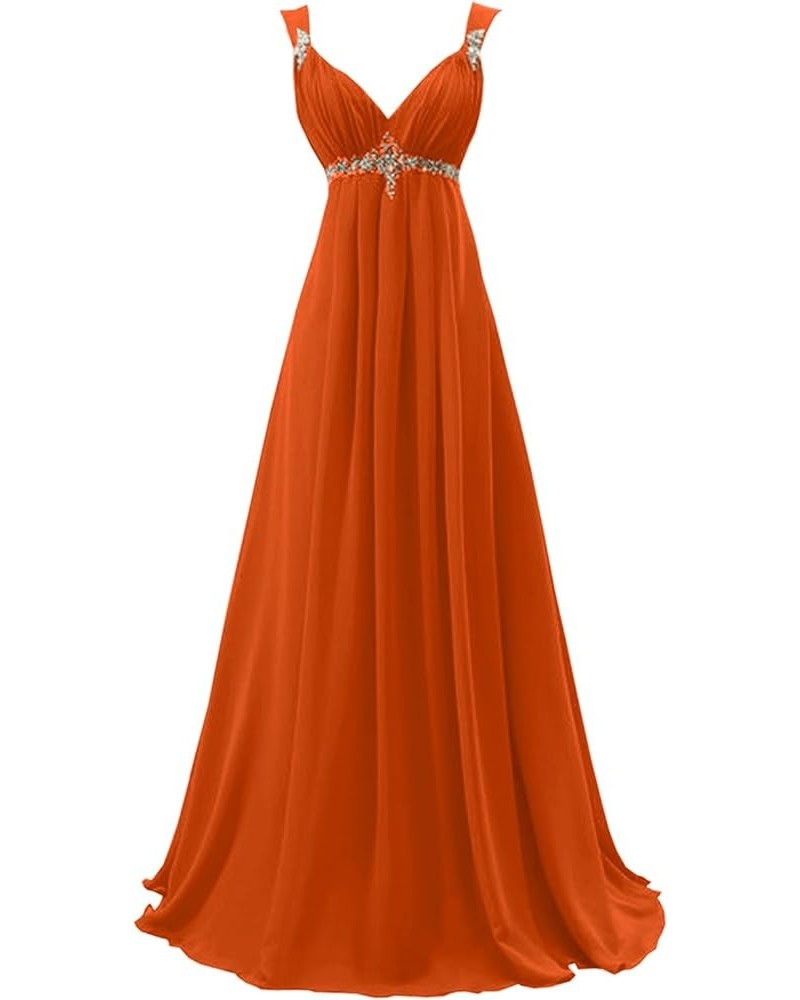 Popular Bridesmaid Prom Dress for Wedding Party Chiffon Full-Length Orange $40.70 Dresses