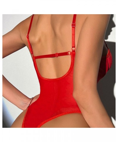 Sexy Lingerie For Women Naughty For Sex/Playplus Size Womens Pure Color Mesh Patchwork Lace Bodysuit Fashion L Red $7.00 Ling...