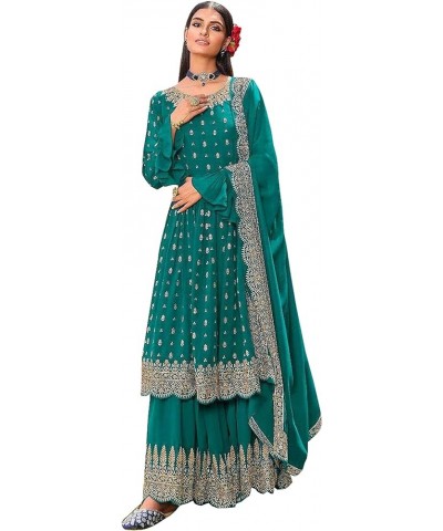 Indian premium look sequence worked ready to wear salwar suit for women with dupatta (2303-O) Turquoise $39.60 Dresses