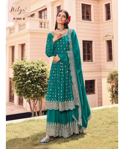 Indian premium look sequence worked ready to wear salwar suit for women with dupatta (2303-O) Turquoise $39.60 Dresses