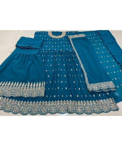 Indian premium look sequence worked ready to wear salwar suit for women with dupatta (2303-O) Turquoise $39.60 Dresses