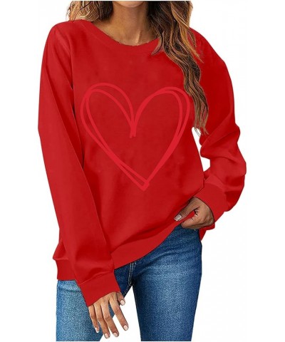 Valentines Day Shirts For Women Fashion Love Heart Graphic Pullover Loose Long Sleeve Casual Sweatshirts G24 Red $7.63 Hoodie...