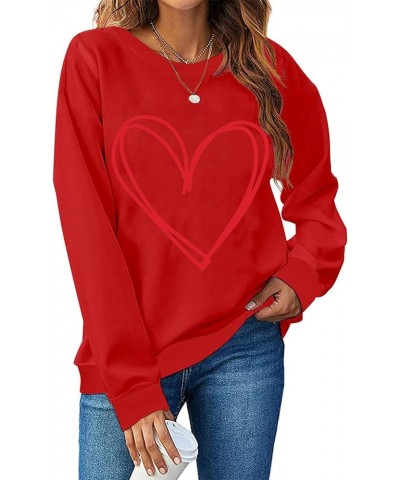 Valentines Day Shirts For Women Fashion Love Heart Graphic Pullover Loose Long Sleeve Casual Sweatshirts G24 Red $7.63 Hoodie...