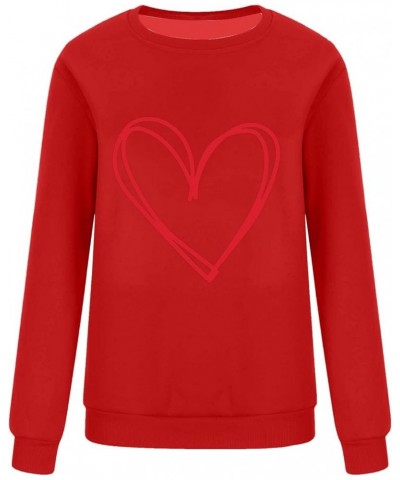 Valentines Day Shirts For Women Fashion Love Heart Graphic Pullover Loose Long Sleeve Casual Sweatshirts G24 Red $7.63 Hoodie...