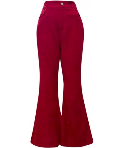 AdoDanep Corduroy Pants Women Bell Bottom Slim Fit 70s Flare Fall Casual Stretch Pants Wide Leg Trousers Yoga Wine $13.43 Pants